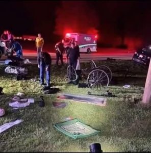 Late-Night Accident: Jeep Collides with Amish Buggy in Berne, Father Airlifted and Children Injured