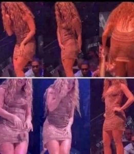 The moment Shakira leaves the stage after noticing that…